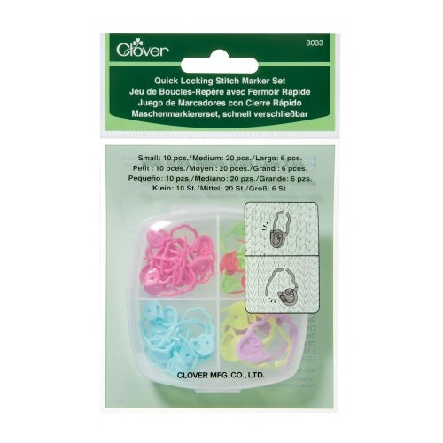 Clover Quick Locking Stitch Markers - Chose Small Medium Large or Set -  Knitting